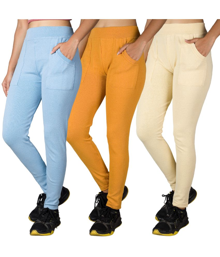     			KARARO JEGGINGS - Cotton Blend Skinny Fit Light Blue Women's Jeggings ( Pack of 3 )