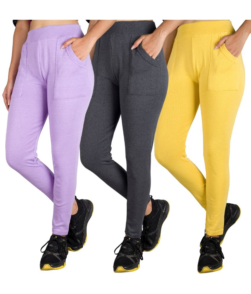     			KARARO JEGGINGS - Cotton Blend Skinny Fit Lavender Women's Jeggings ( Pack of 3 )