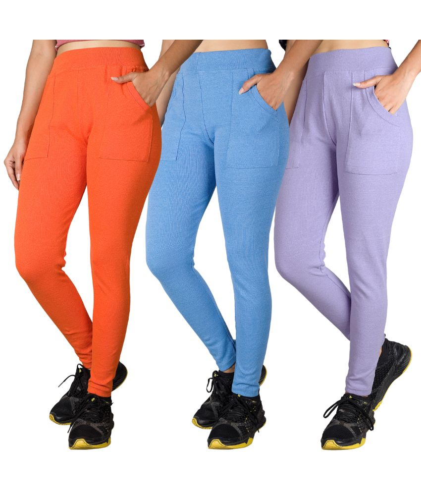     			KARARO JEGGINGS - Cotton Blend Skinny Fit Orange Women's Jeggings ( Pack of 3 )