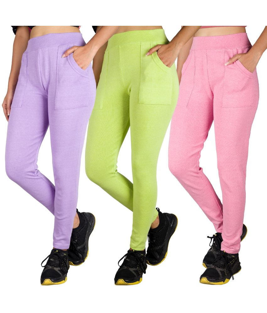     			KARARO JEGGINGS - Cotton Blend Skinny Fit Lavender Women's Jeggings ( Pack of 3 )