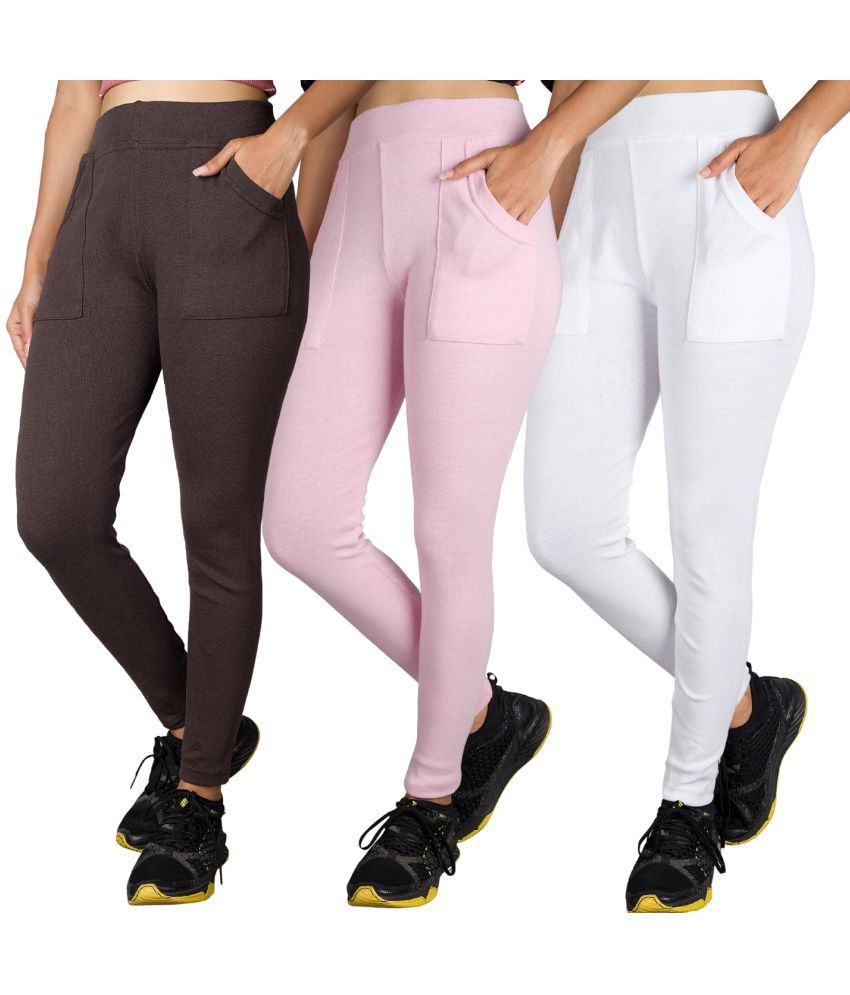     			KARARO JEGGINGS - Cotton Blend Skinny Fit Pink Women's Jeggings ( Pack of 3 )