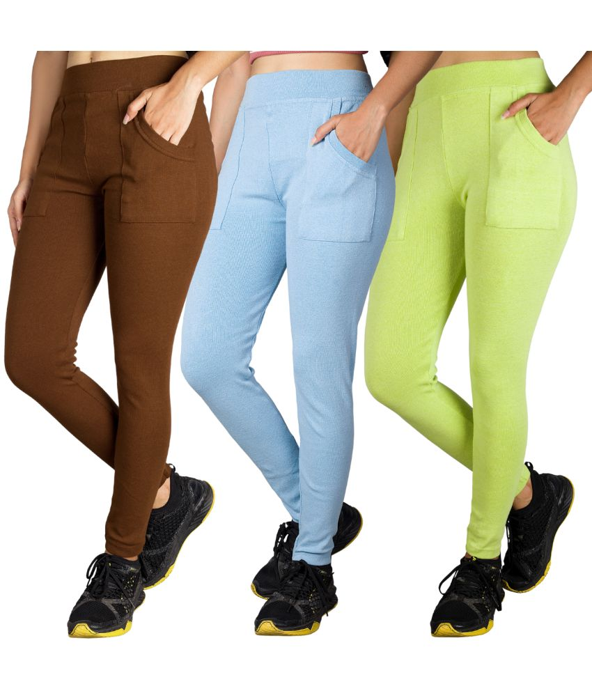     			KARARO JEGGINGS - Cotton Blend Skinny Fit Mustard Women's Jeggings ( Pack of 3 )