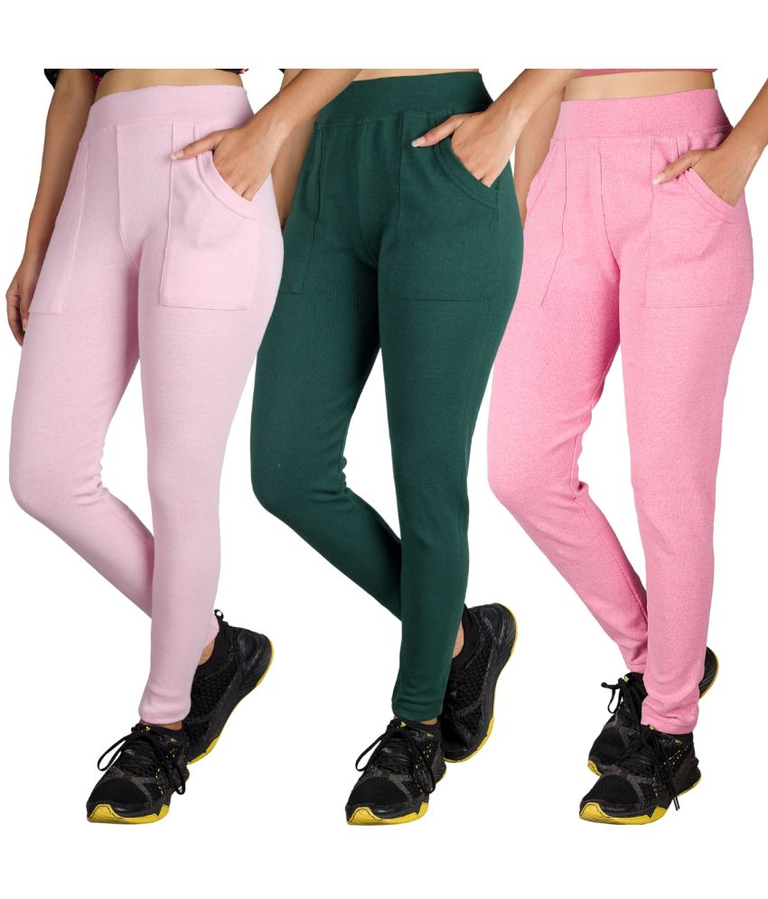     			KARARO JEGGINGS - Cotton Blend Skinny Fit Pink Women's Jeggings ( Pack of 3 )