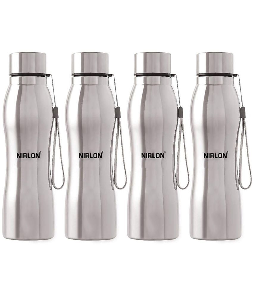     			Nirlon Single Wall Diamond Cut Water Bottle Silver Stainless Steel Water Bottle 1000 mL ( Set of 6 )