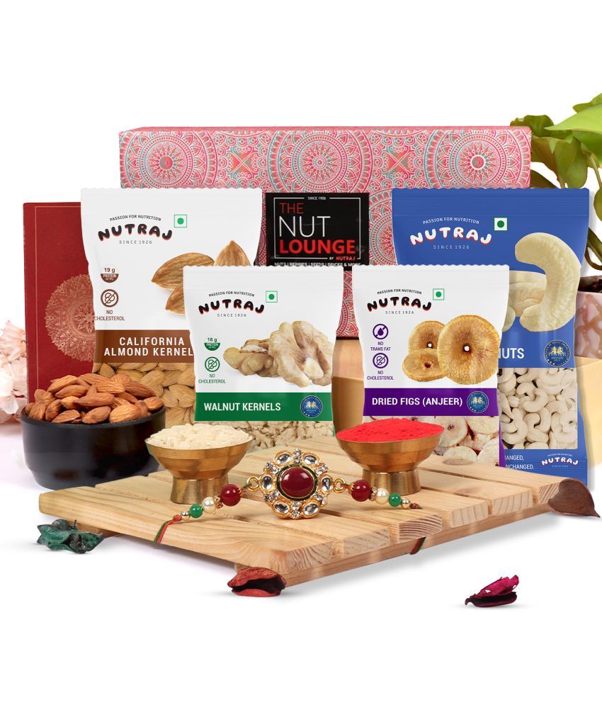     			Nutraj Timeless Ties Rakhi Gift Pack Walnut Kernels 100g, Cashew 100g, Figs 100g, Almonds 100g