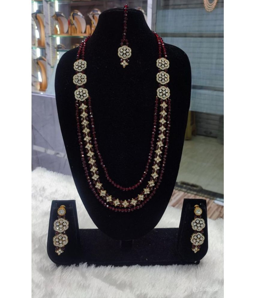     			Padmavati Bangles Maroon Alloy Necklace Set ( Pack of 1 )