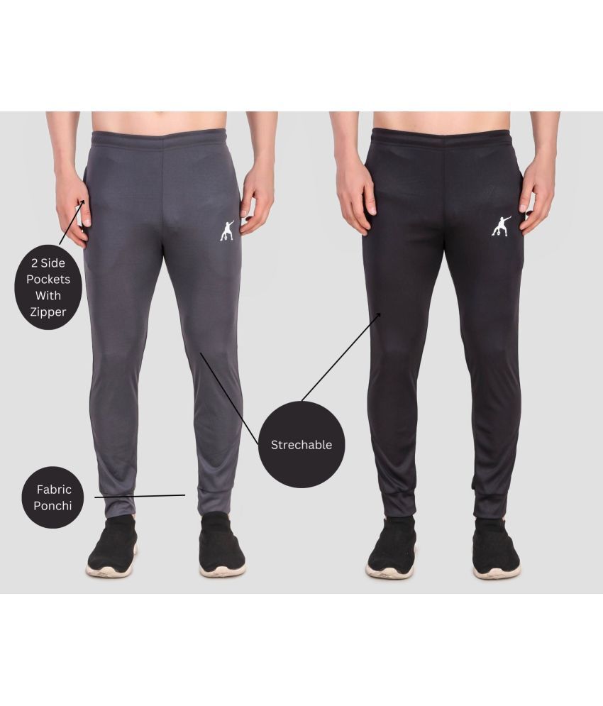     			Preen Grey Polyester Men's Sports Trackpants ( Pack of 2 )