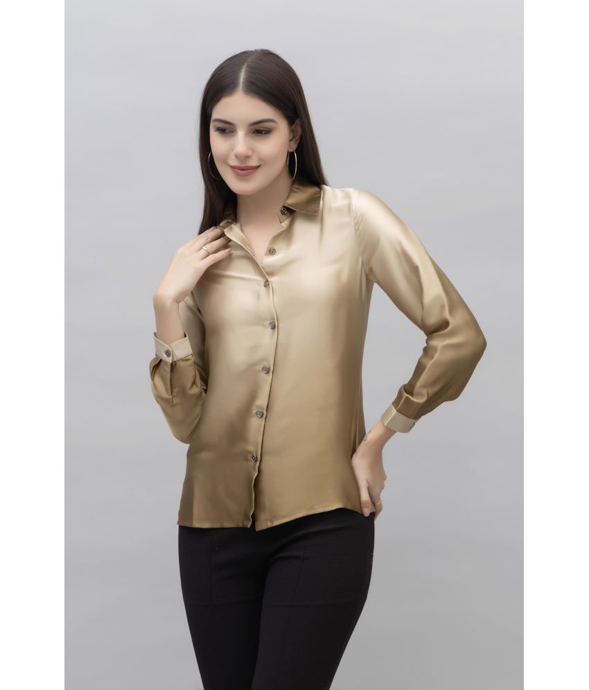     			Purys Brown Satin Women's Shirt Style Top ( Pack of 1 )