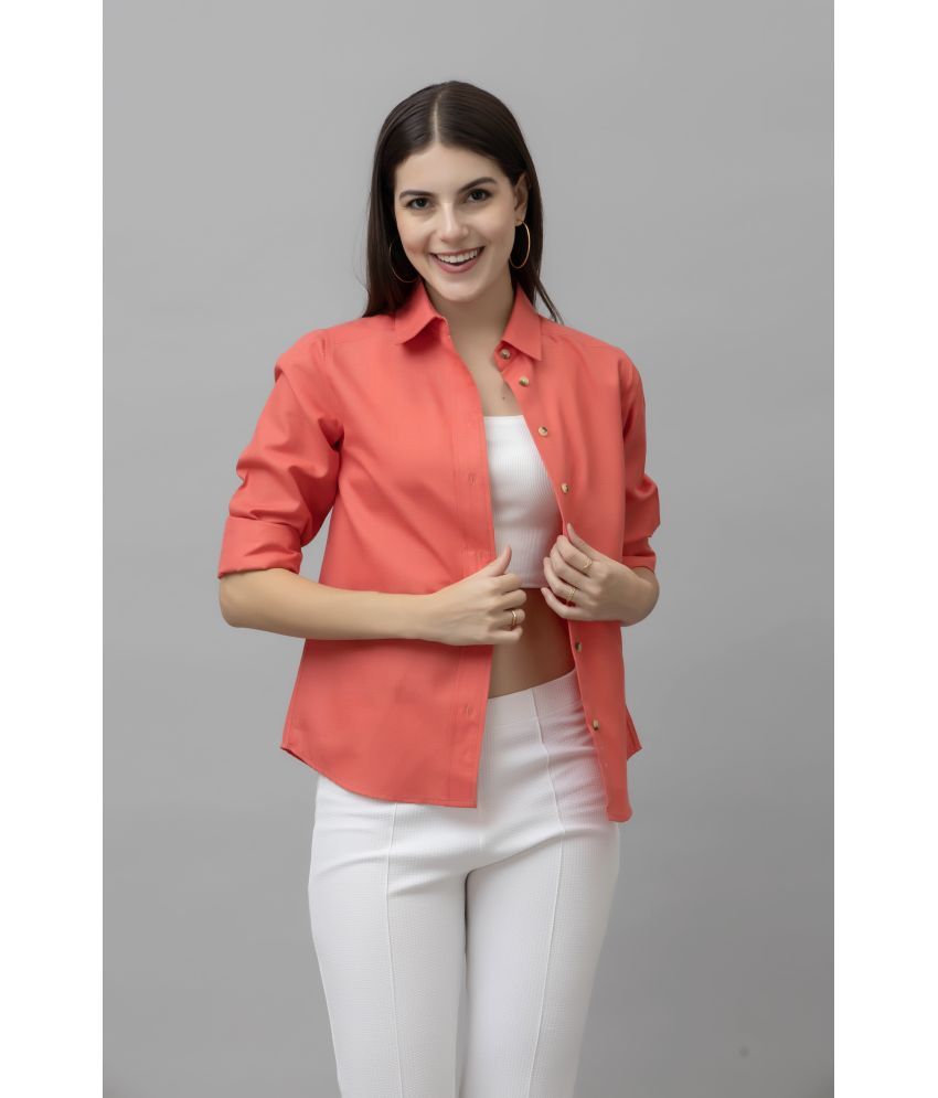     			Purys Coral Linen Women's Shirt Style Top ( Pack of 1 )