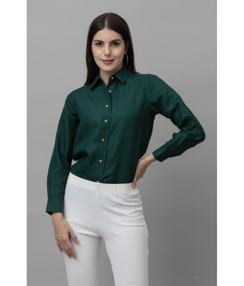     			Purys Green Linen Women's Shirt Style Top ( Pack of 1 )