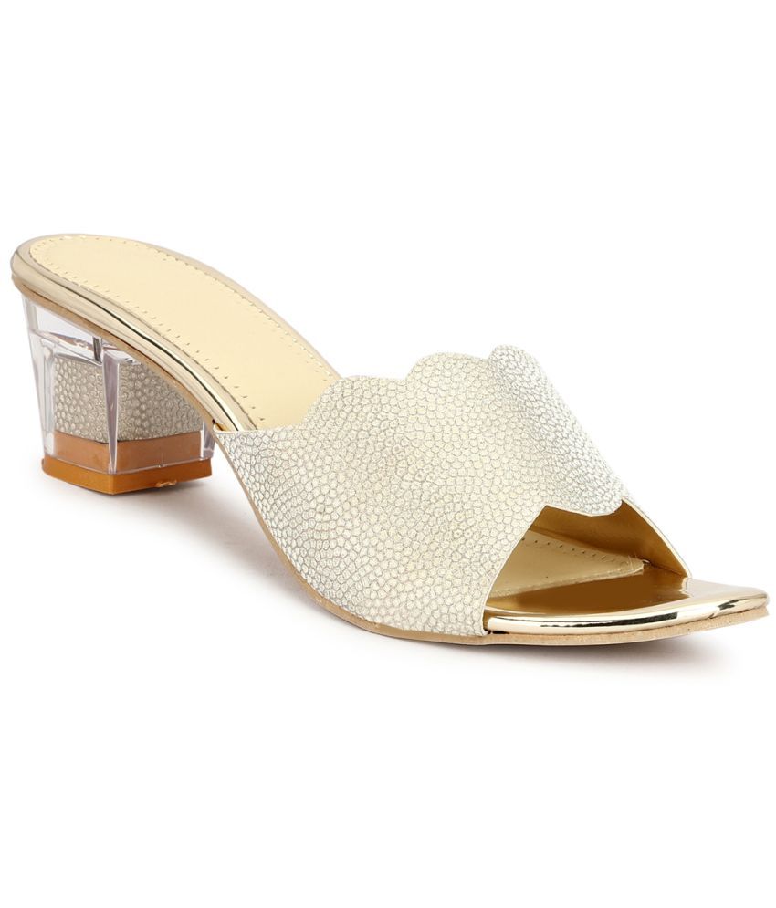     			Rimezs Gold Women's Slip On Heels