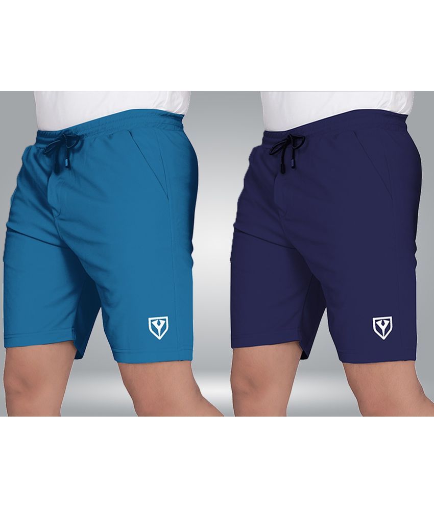     			Septem Navy Blue Polyester Men's Gym Shorts ( Pack of 2 )