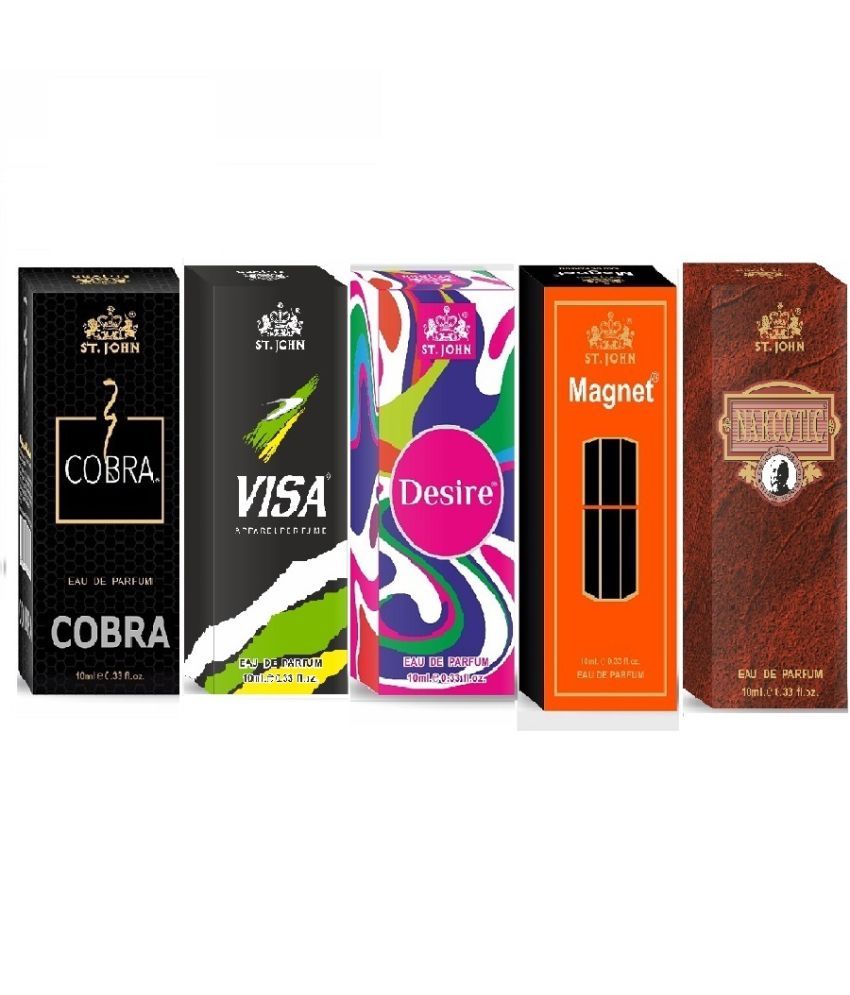     			ST.JOHN Cobra ,Narcotic,Magnet,Desire & Visa Pocket Perfume for Men 10 ml ( Pack of 5 )