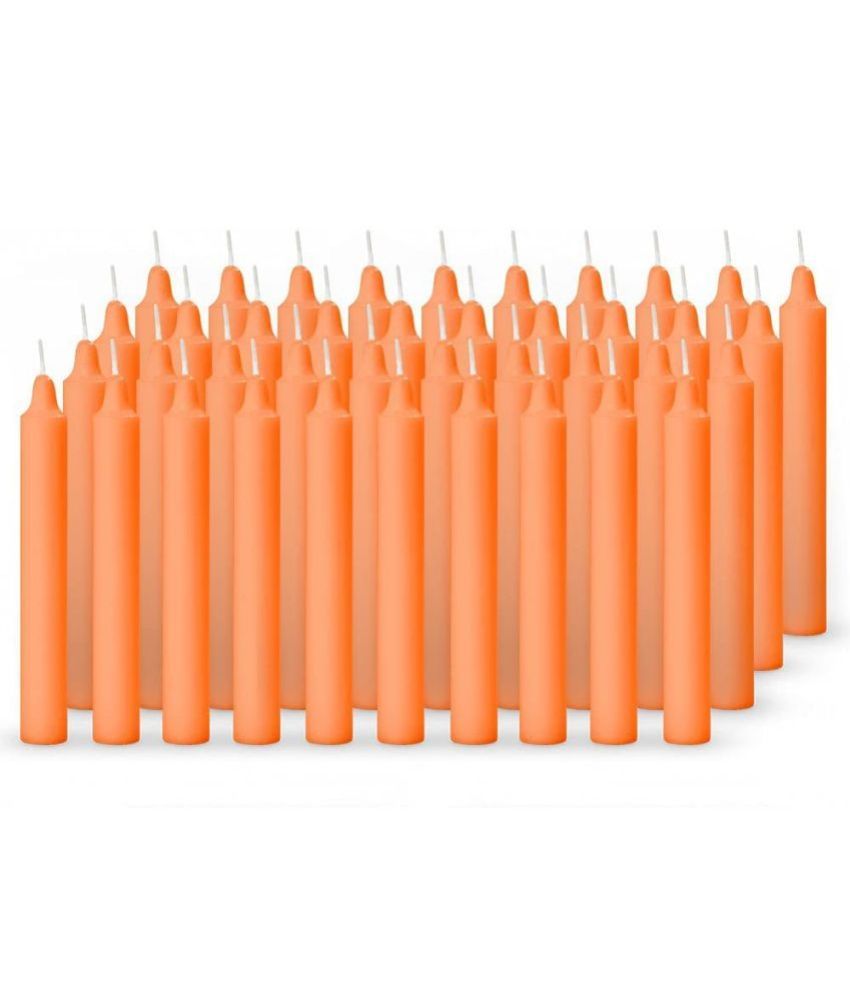     			ASIDEA Orange Tapered Candle 10 cm ( Pack of 70 )