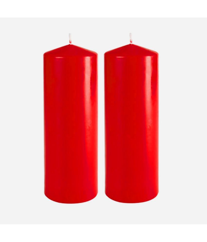     			ASIDEA Red Pillar Candle 4 cm ( Pack of 2 )