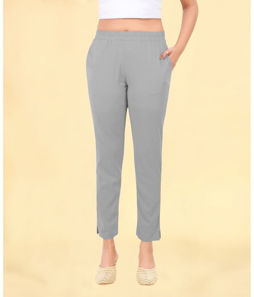     			Colorscube - Light Grey Viscose Women's Straight Pant ( Pack of 1 )