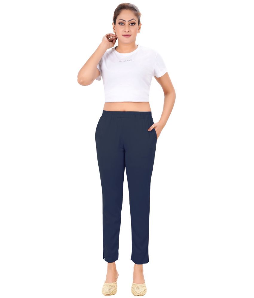     			Colorscube - Navy Blue Viscose Women's Straight Pant ( Pack of 1 )