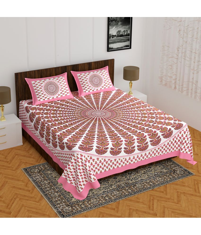     			Cosito Cotton Ethnic 1 Double Bedsheet with 2 Pillow Covers - Multicolor