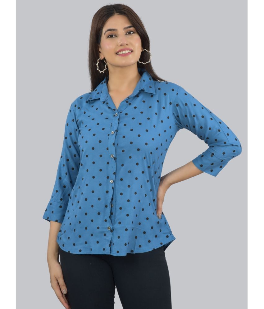     			FABISHO Blue Rayon Women's Shirt Style Top ( Pack of 1 )