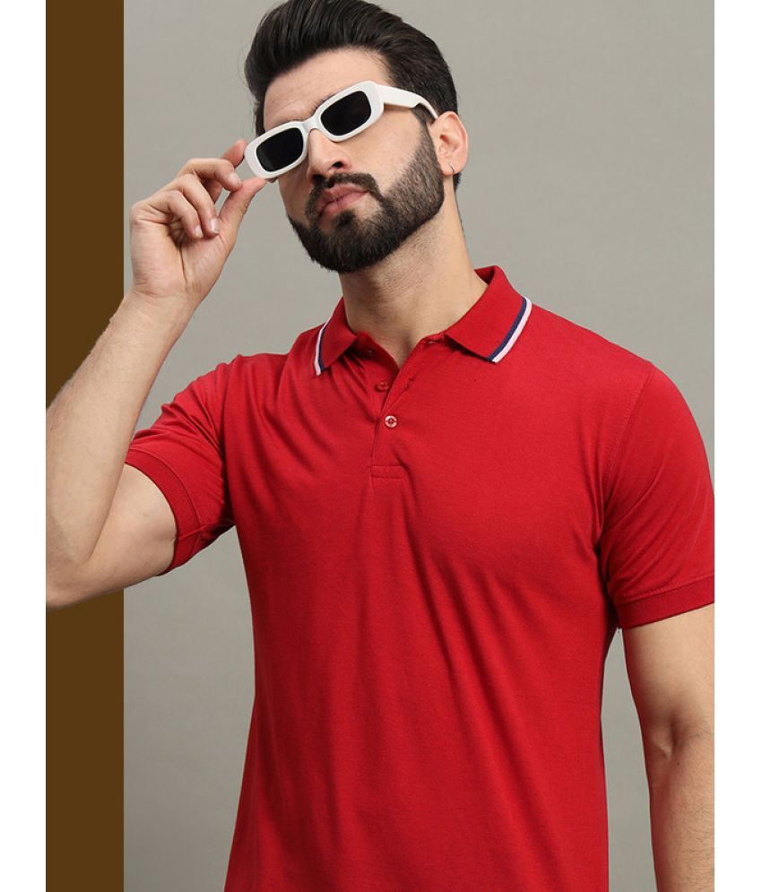     			GET GOLF Cotton Blend Regular Fit Solid Half Sleeves Men's Polo T Shirt - Red ( Pack of 1 )