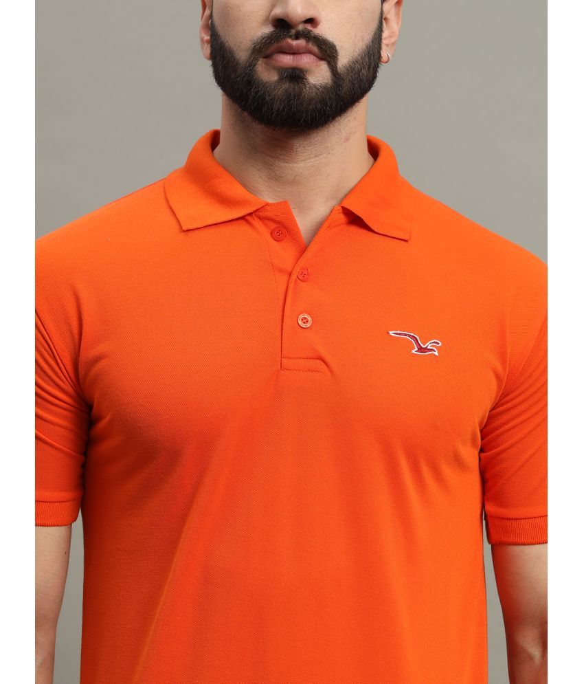 GET GOLF Cotton Blend Regular Fit Solid Half Sleeves Mens Polo T Shirt - Orange ( Pack of 1 ) - Buy GET GOLF Cotton Blend... 