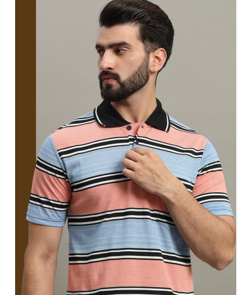     			GET GOLF Cotton Blend Regular Fit Striped Half Sleeves Men's Polo T Shirt - Multicolor ( Pack of 1 )