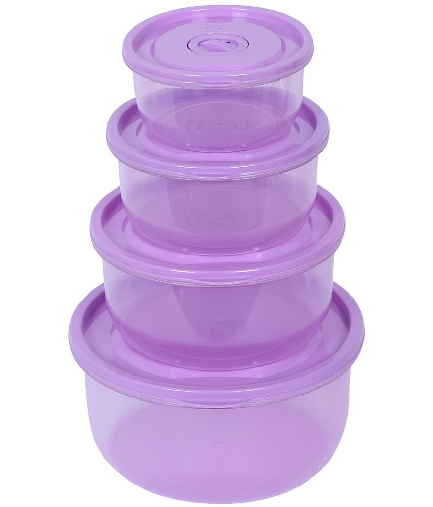     			Gluman Microvent Polyproplene Purple Food Container ( Set of 4 )