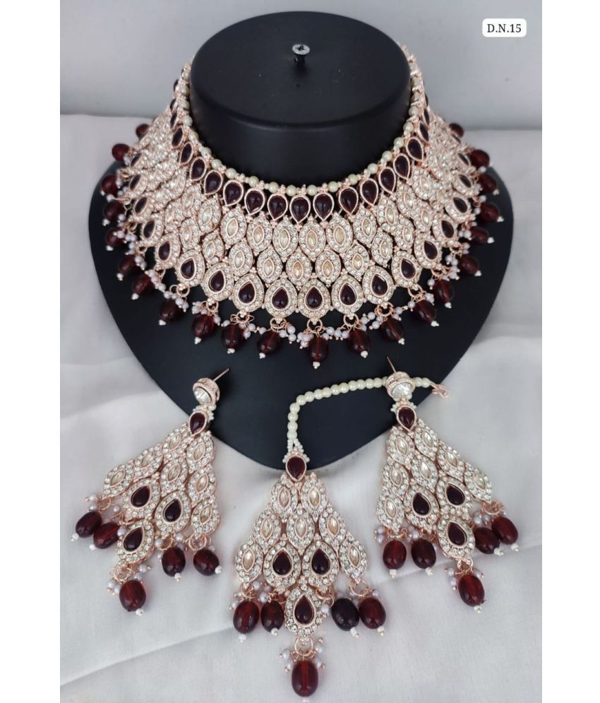     			Padmavati Bangles Maroon Alloy Necklace Set ( Pack of 1 )