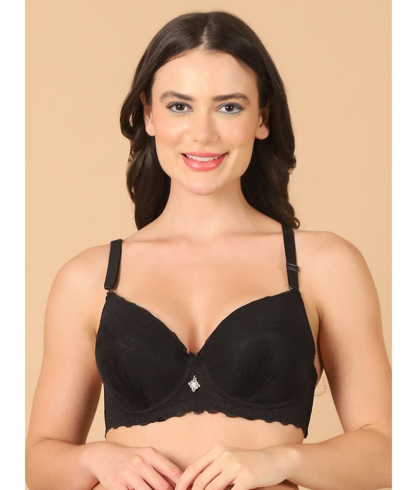     			PrettyCat Black Lace Lightly Padded Women's T-Shirt Bra ( Pack of 1 )