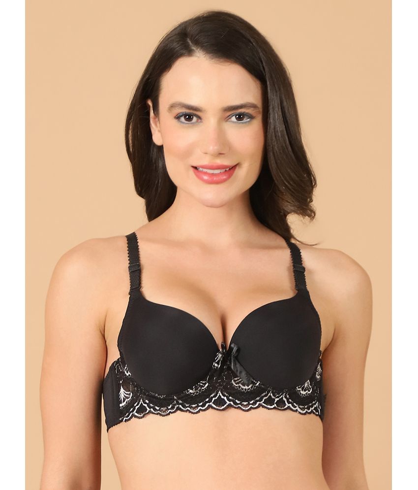     			PrettyCat Black Polyester Lightly Padded Women's Push Up Bra ( Pack of 1 )