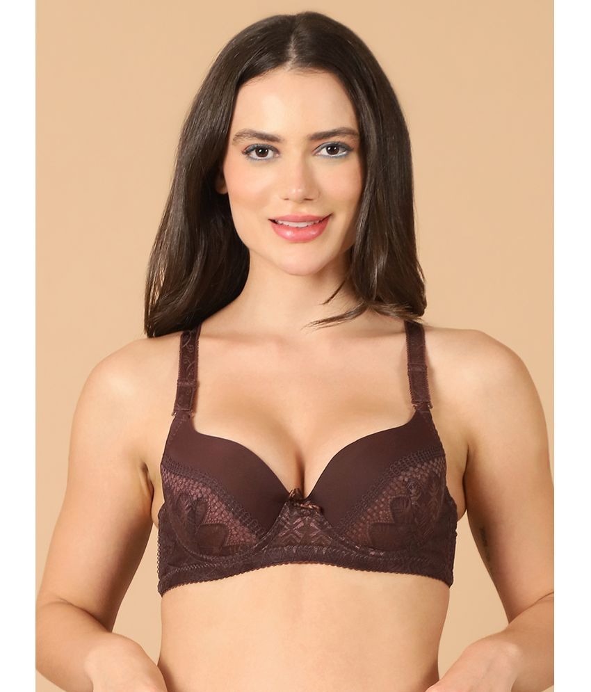     			PrettyCat Brown Polyester Lightly Padded Women's T-Shirt Bra ( Pack of 1 )