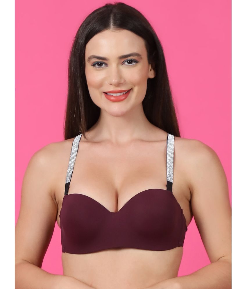     			PrettyCat Burgundy Polyester Lightly Padded Women's Balconette Bra ( Pack of 1 )