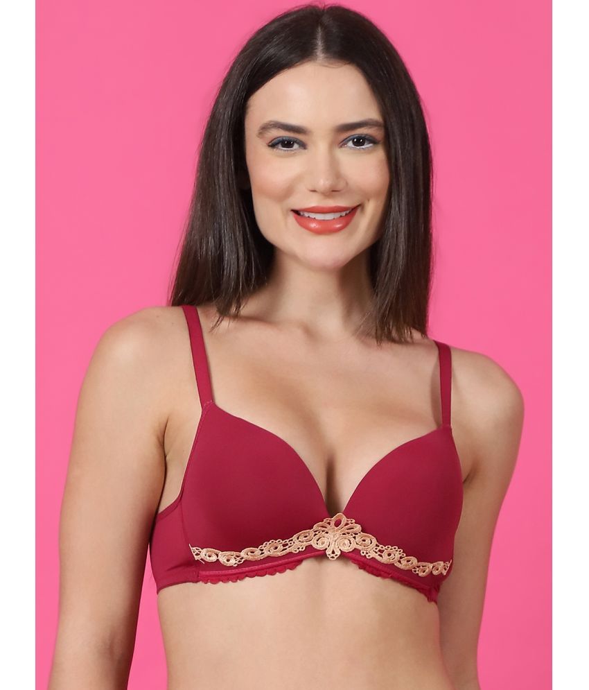     			PrettyCat Burgundy Polyester Lightly Padded Women's Push Up Bra ( Pack of 1 )