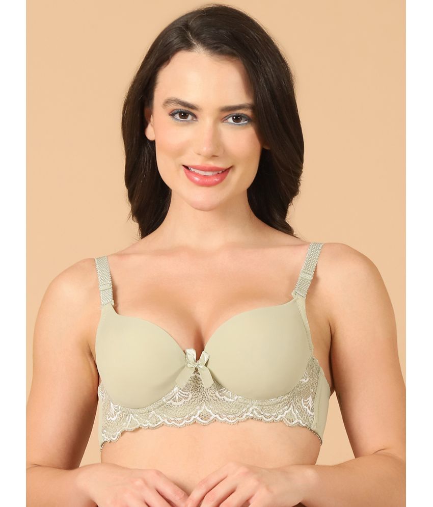     			PrettyCat Green Polyester Lightly Padded Women's T-Shirt Bra ( Pack of 1 )