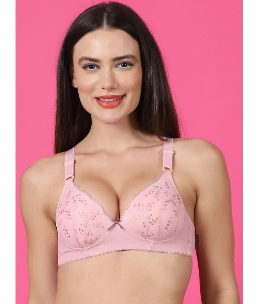     			PrettyCat Polyester Lightly Padded Women's Everyday Bra ( Pink ) PC-BR-7032-PNK