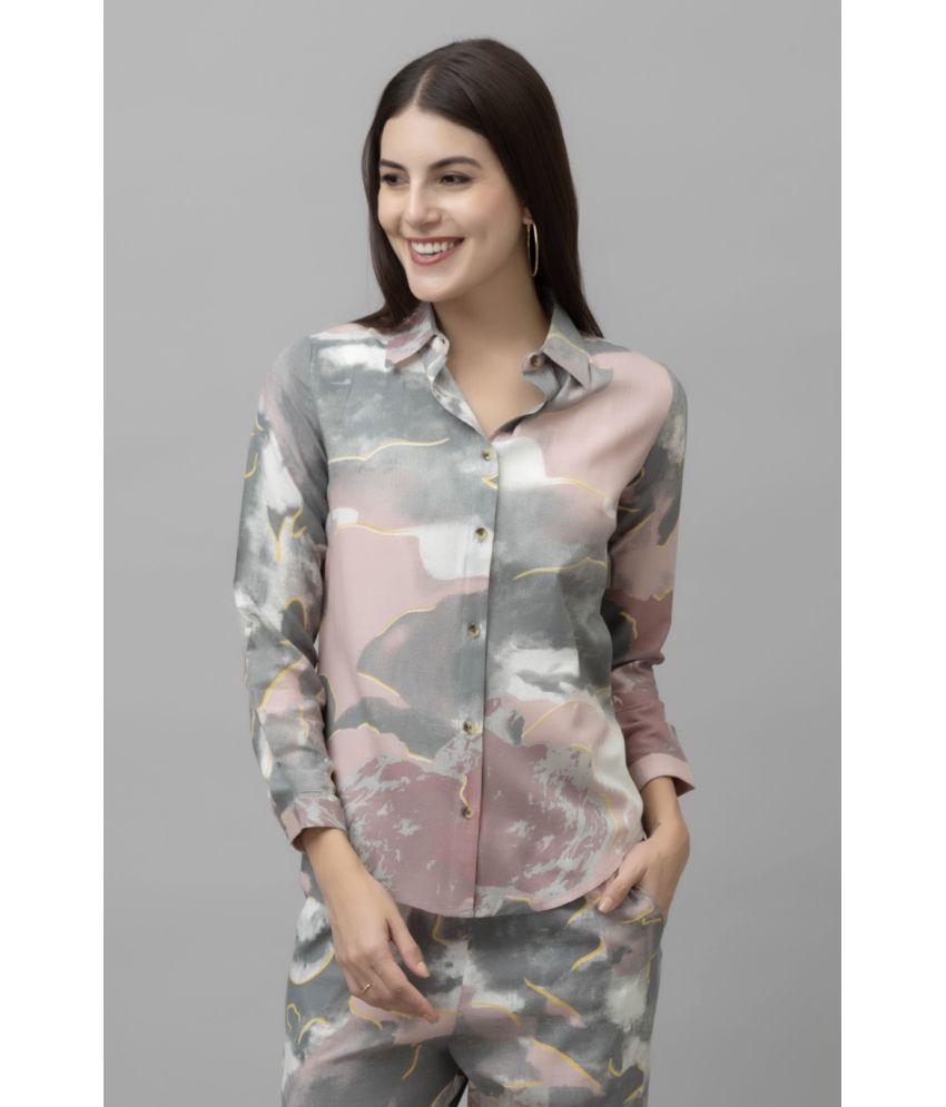     			Purys Grey Satin Women's Shirt Style Top ( Pack of 1 )