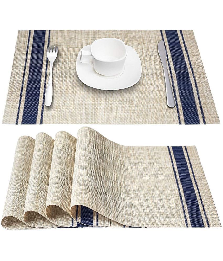     			RAMDEV ENTERPRISE PVC Nature Rectangle Table Mats ( 30 cm x 45 cm ) Pack of 4 - White