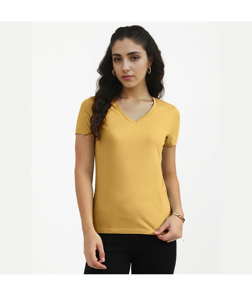     			Radprix Yellow Cotton Regular Fit Women's T-Shirt ( Pack of 1 )