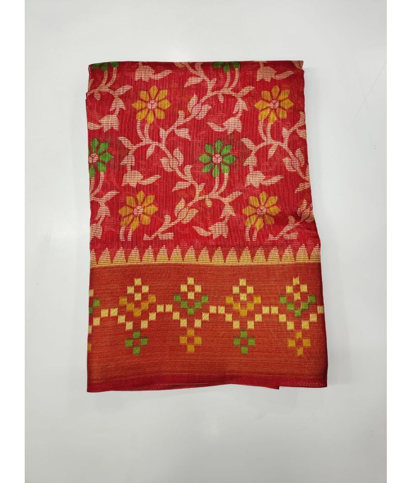     			Rekha Maniyar Cotton Printed Saree With Blouse Piece - Red ( Pack of 1 )