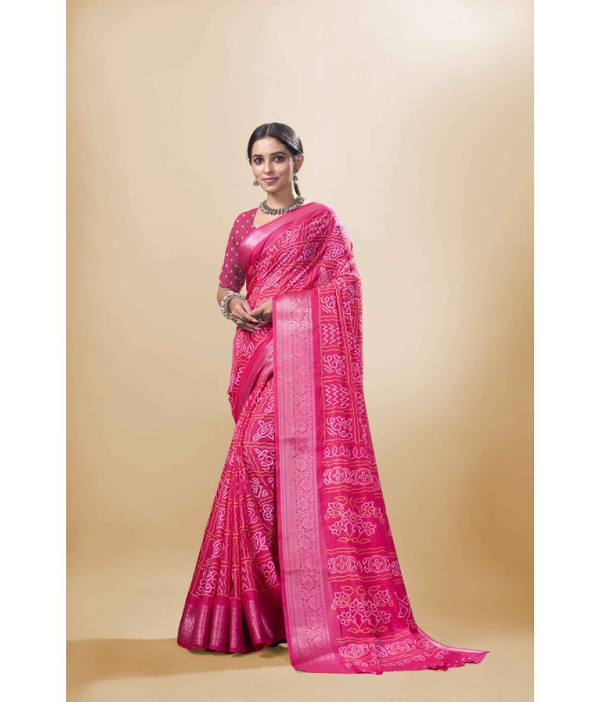     			Sanwariya Silk Silk Blend Printed Saree With Blouse Piece - Pink ( Pack of 1 )