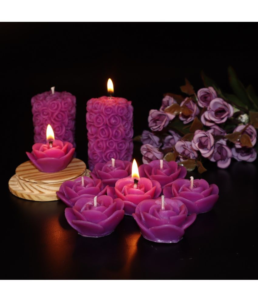     			Shraddha Creation Purple Lavender Pillar Candle 7 cm ( Pack of 10 )