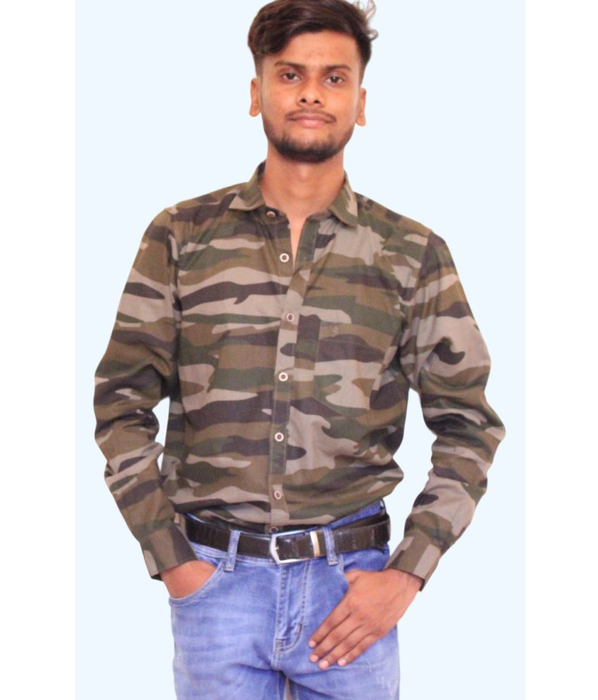     			Shubh paridhaan Cotton Blend Regular Fit Solids Full Sleeves Men's Casual Shirt - Khaki ( Pack of 1 )