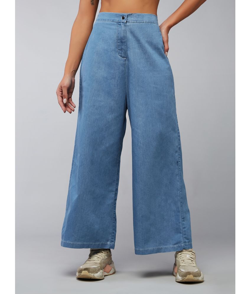     			Dolce Crudo Blue Denim Wide Leg Women's Casual Pants ( Pack of 1 )