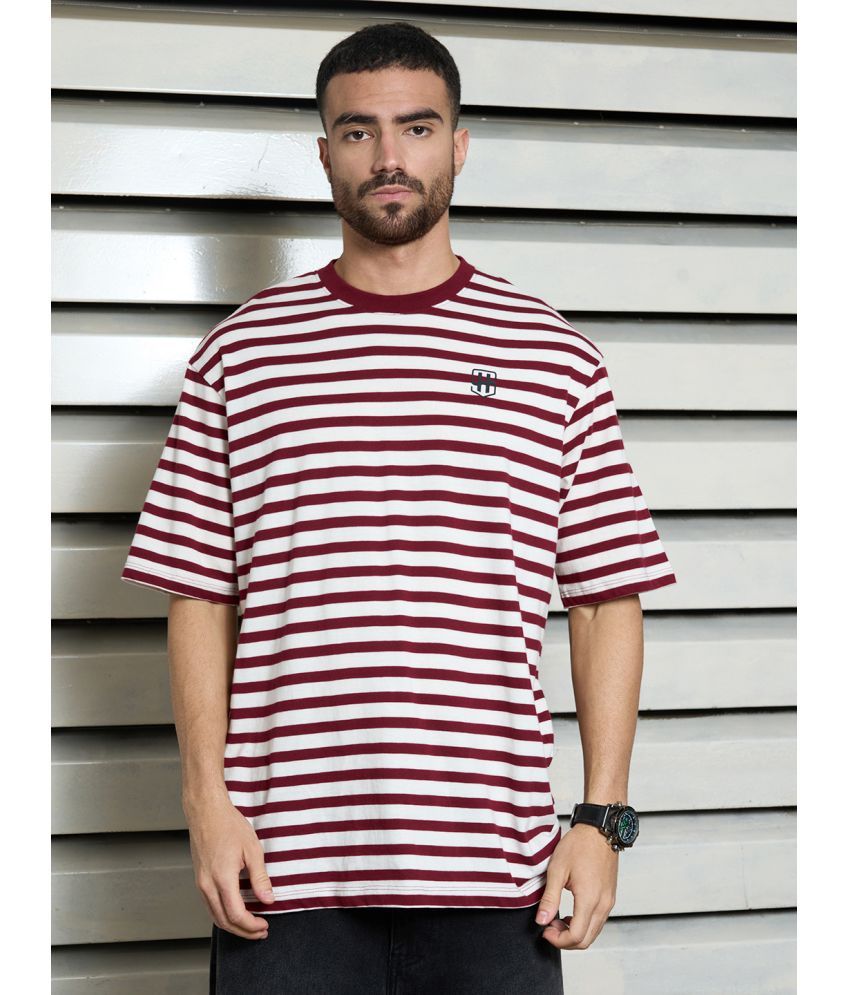     			High Star Cotton Relaxed Fit Striped Half Sleeves Men's T-Shirt - Red ( Pack of 1 )