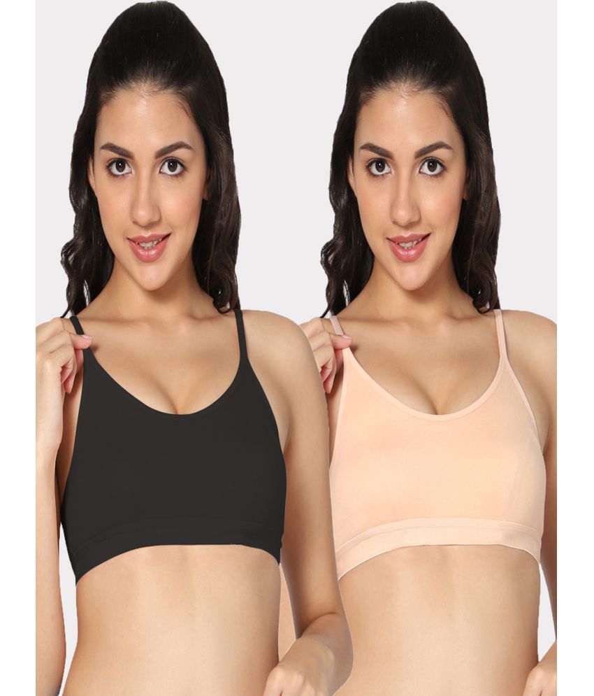     			IN CARE LINGERIE Multicolor Cotton Blend Non Padded Women's Cami bra ( Pack of 2 )