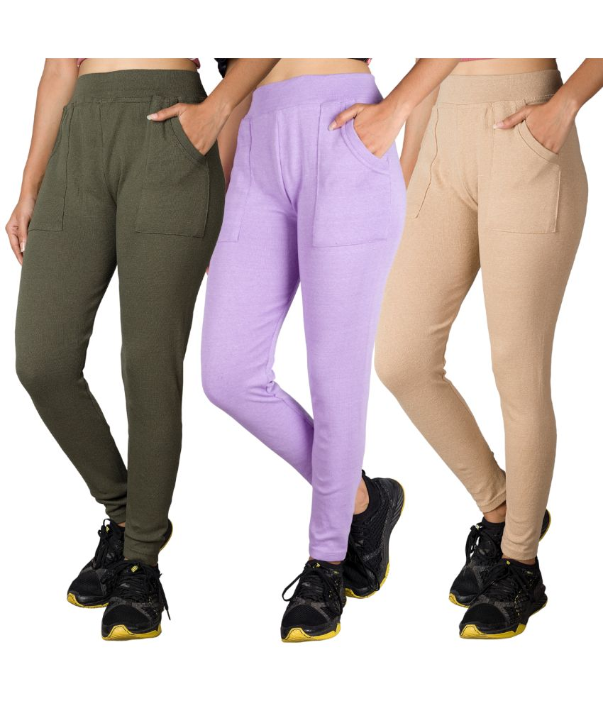     			KARARO JEGGINGS - Cotton Blend Skinny Fit Lavender Women's Jeggings ( Pack of 3 )