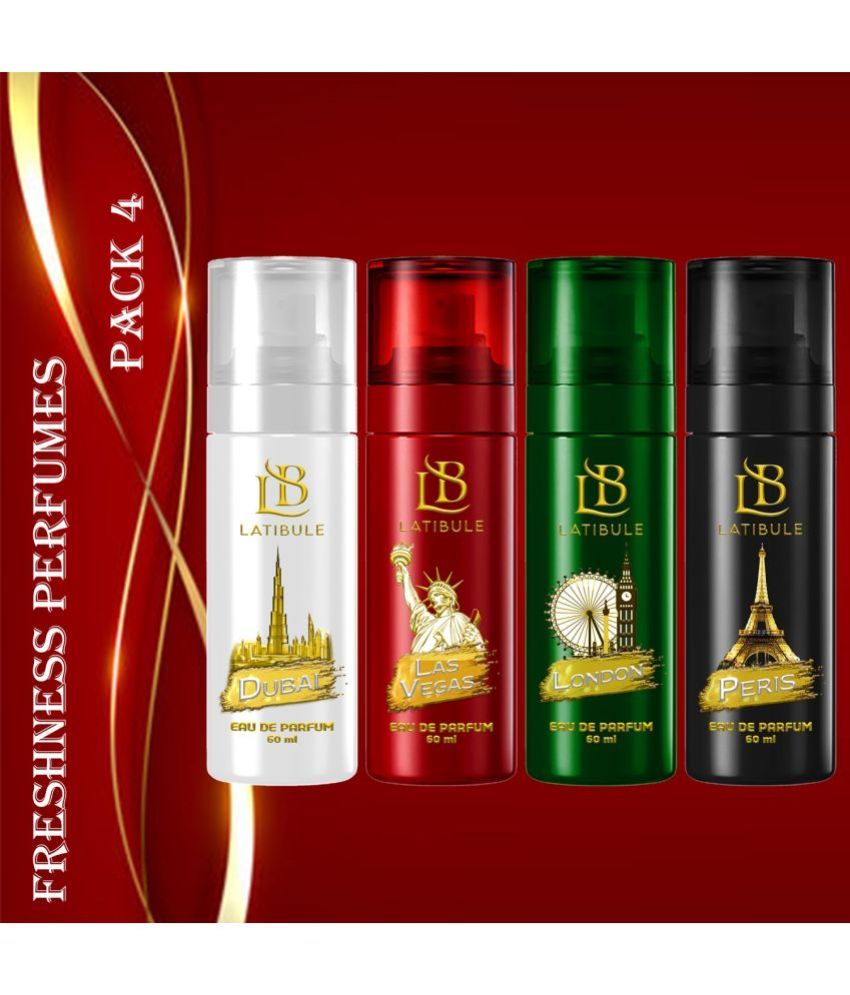     			Latibule Long Lasting Perfume Body Spray For Men And Women 60 Ml Each (Pack Of 4)