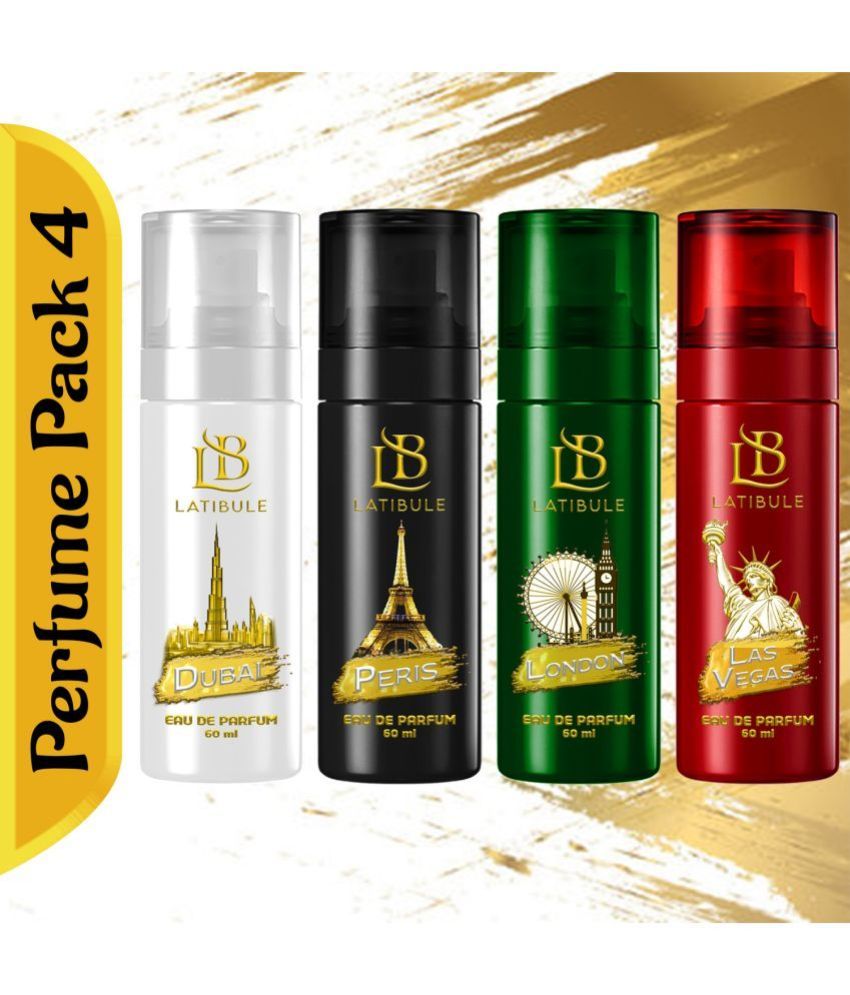     			Latibule Long Lasting Perfume Body Spray For Men And Women 60 Ml Each (Pack Of 4)