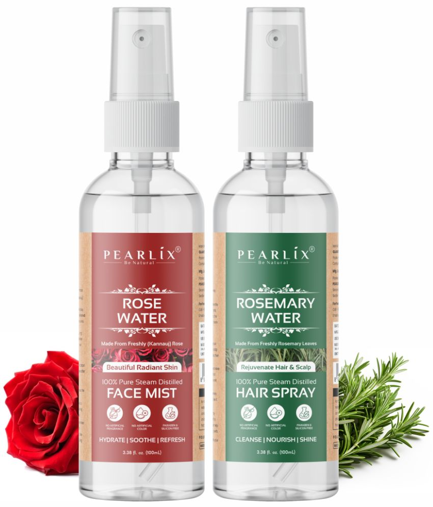     			PEARLIX Rose Water & Rosemary Water for  Anti-Hair Fall, Reduces Hair Breakage, Hair Growth Therapy Expert Hair Mist For Promotes Healthy Nourished Hair, All Hair Types - 200ml