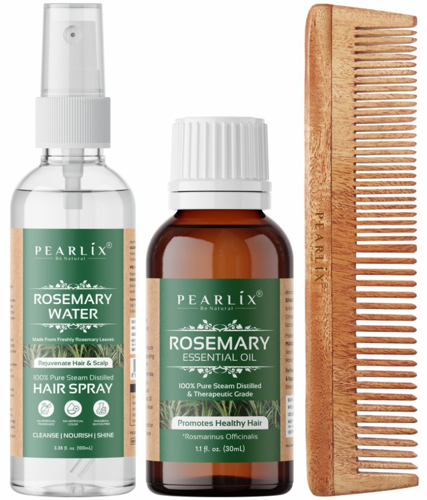     			PEARLIX Rosemary Water, Rosemary Essential Oil & Hair Comb for Hair Care ( Pack of 3)